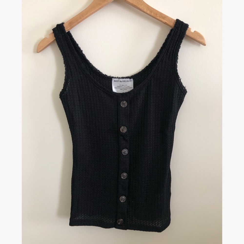 Black button front tank